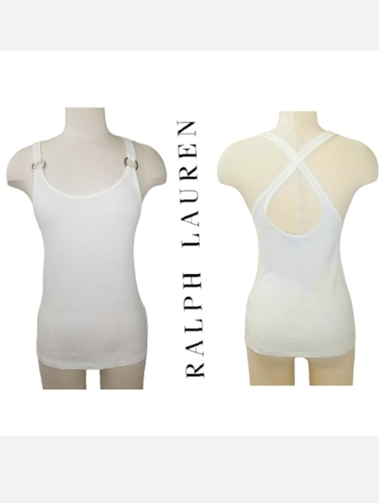 Ralph Lauren Black Label Tops - Ralph Lauren Black Label Ribbed Cotton Tank Top with O-Ring Strap Sz M White